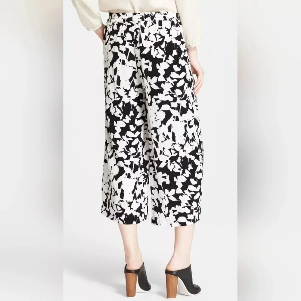 Kate Spade New York Synna Leaf Tropical Pants black white L Party Career